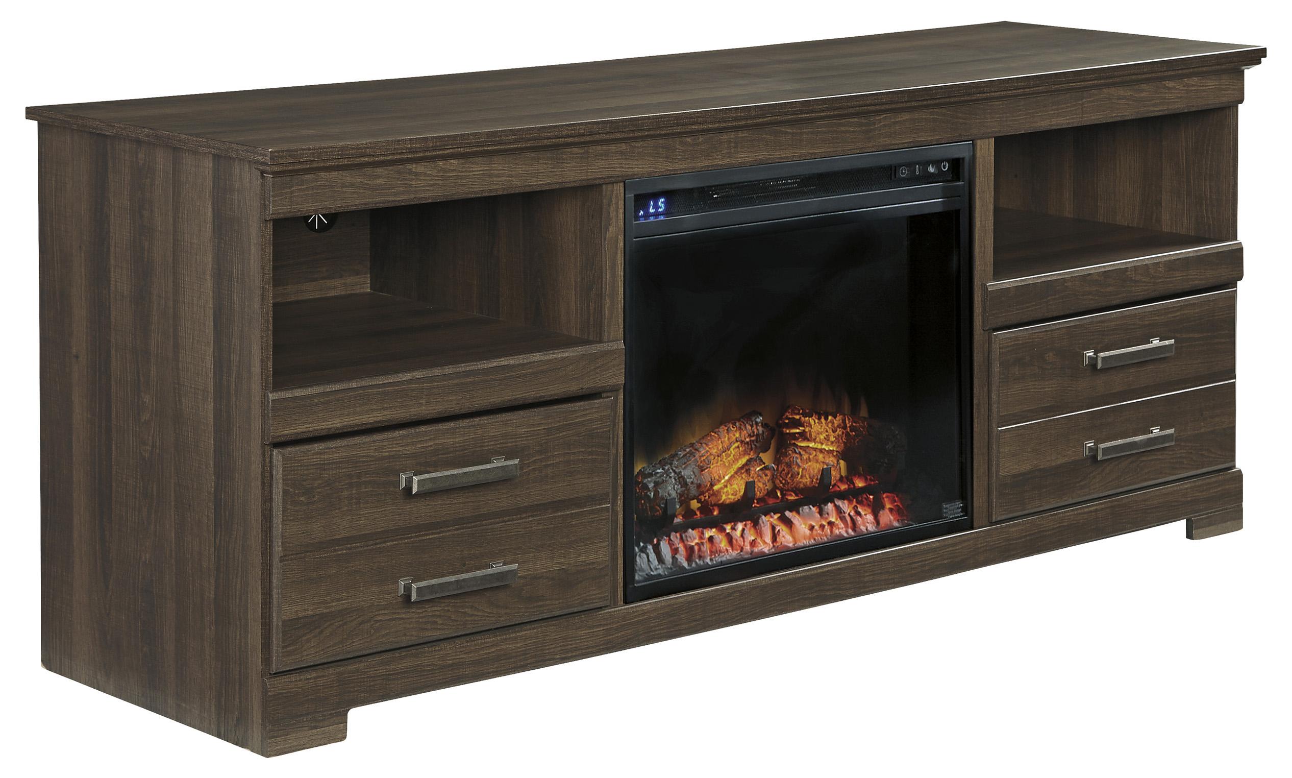 Ashley Signature Design Frantin Rustic Look Large TV Stand w/ Fireplace